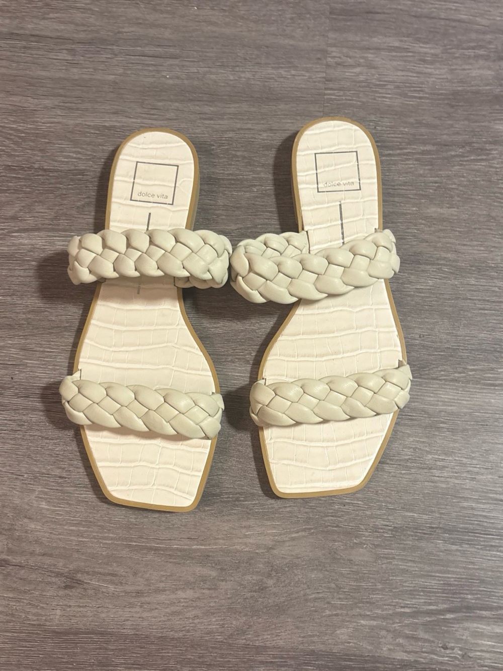Dolce Vita Braided Double-Strap Slide Sandals in Cream